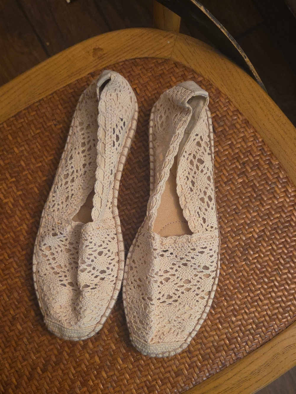 Talbots Cream Crochet Espadrille Loafers